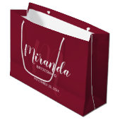 Grand Sac Cadeau Script moderne Porte-mère personnalisée Rouge Bour (Devant Angle)