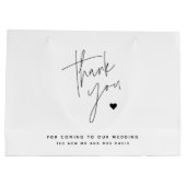Grand Sac Cadeau Script moderne Simple Coeur Mariage Merci (Dos)