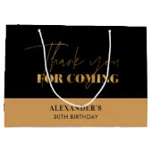Grand Sac Cadeau Script noir et or chic Merci d'anniversaire (Dos)