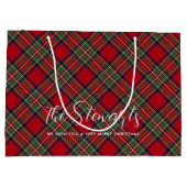 Grand Sac Cadeau Script Plaid personnalisé Christmas Stewart Tartan (Dos)