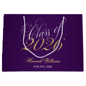 Grand Sac Cadeau Script Purple Gold Classe de 2025 Graduation (Devant)