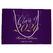 Grand Sac Cadeau Script Purple Gold Classe de 2025 Graduation (Dos)