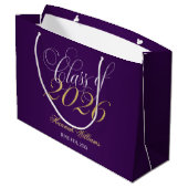 Grand Sac Cadeau Script Purple Gold Classe de 2025 Graduation (Dos Angle)