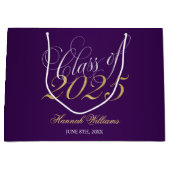 Grand Sac Cadeau Script Purple Gold Classe de 2025 Graduation (Devant)