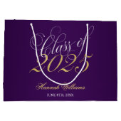 Grand Sac Cadeau Script Purple Gold Classe de 2025 Graduation (Dos)