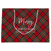 Grand Sac Cadeau Script Rustique Plaid Christmas Stewart Tartan (Devant)