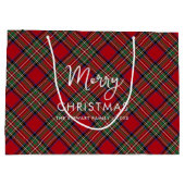 Grand Sac Cadeau Script Rustique Plaid Christmas Stewart Tartan (Dos)