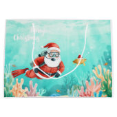 Grand Sac Cadeau Scuba Santa Underwater Christmas (Devant)