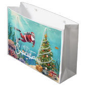 Grand Sac Cadeau Scuba Santa Underwater Christmas Holiday (Devant Angle)