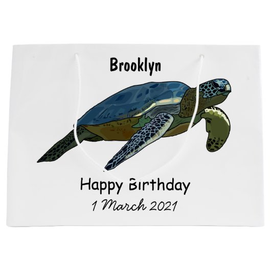 Grand Sac Cadeau Sea turtle cartoon (Devant)