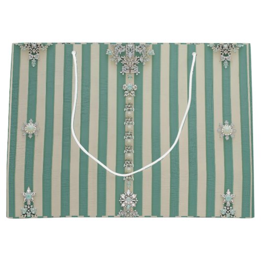 Grand Sac Cadeau Seafoam Striped Crystal Trees (Devant)