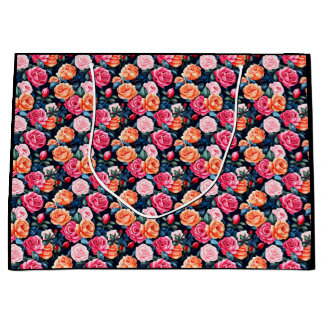 Grand Sac Cadeau Seamless Vintage Rose Floral Pattern-80037