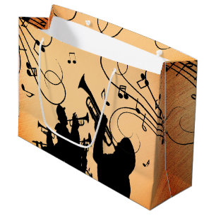 Grand Sac Cadeau Section de trompette Jazz Musique Rouille Orange