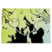 Grand Sac Cadeau Section Trumpet Jazz Music Green (Devant)