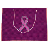 Grand Sac Cadeau Sensibilisation au ruban rose Fibres de carbone (Devant)