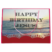 Grand Sac Cadeau Serene coucher de soleil sur l'océan Joyeux annive (Devant)