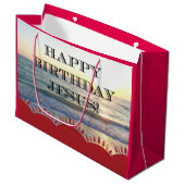 Grand Sac Cadeau Serene coucher de soleil sur l'océan Joyeux annive (Devant Angle)