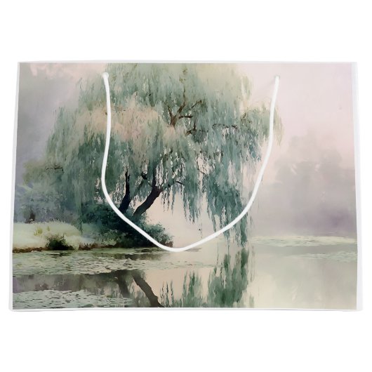 Grand Sac Cadeau Serene Willow Tree Reflection Nature Art (7) (Devant)