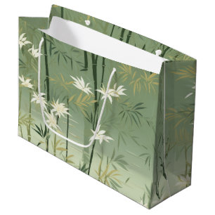 Grand Sac Cadeau Sérénité Fleur de Bambou Asiatique  (6)