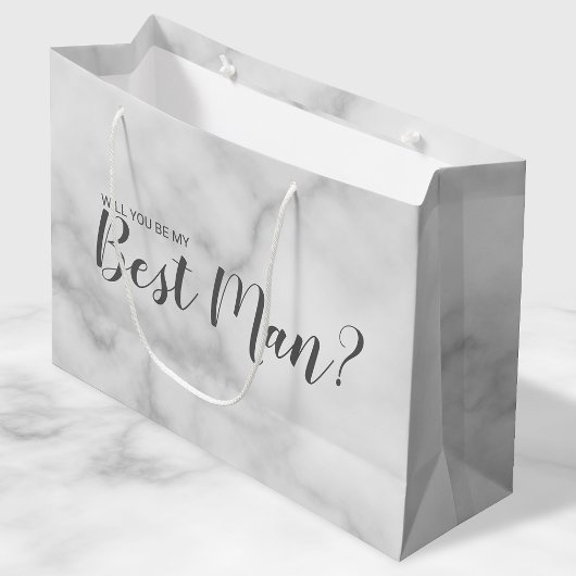 Grand Sac Cadeau Serez-Vous Mon Meilleur Homme ? Élégant script en