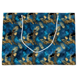Grand Sac Cadeau Série Leopard Bleu et Or Conception 6