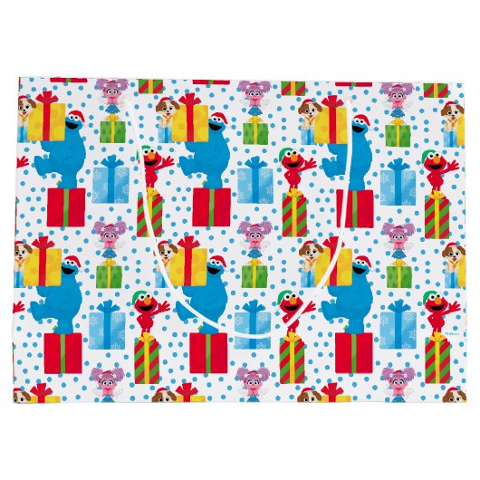 Grand Sac Cadeau Sesame Street Noël Présente Motif (Dos)