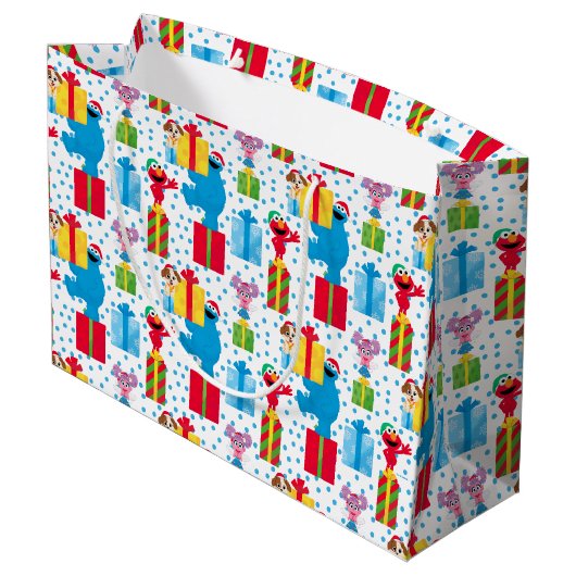 Grand Sac Cadeau Sesame Street Noël Présente Motif (Dos Angle)