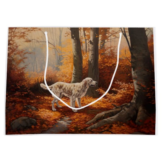 Grand Sac Cadeau Setter anglais en automne Leaves Fall Inspire (Devant)