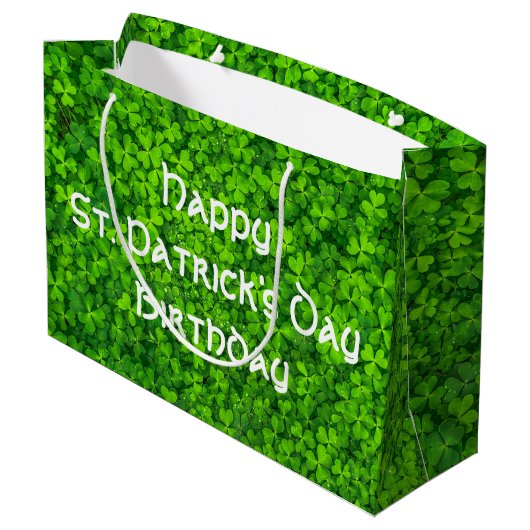 Grand Sac Cadeau Shamrock Clover Feuilles St. Patrick's Day Anniver (Dos Angle)