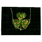 Grand Sac Cadeau Shamrock irlandais décoratif - or et vert de (Dos)