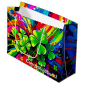 Grand Sac Cadeau [Shamrock Splash] Arc-en-ciel Couleurs Paint Splat (Devant Angle)