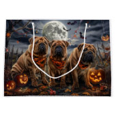 Grand Sac Cadeau Shar Pei Halloween Éffrayant (Devant)