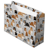 Grand Sac Cadeau Sheltie Dog Bones and Paws Large Venin (Devant Angle)
