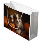 Grand Sac Cadeau Shetland Sheepdog Chiot Chiot Automne Citrouille d (Devant Angle)