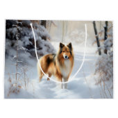 Grand Sac Cadeau Shetland Sheepdog Laisser neiger Noël (Dos)