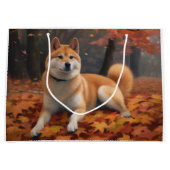 Grand Sac Cadeau Shib Inu en automne Leaves automne Inspire (Devant)