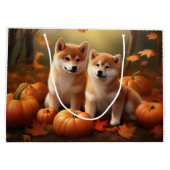 Grand Sac Cadeau Shiba Inu Chiot Automne Citrouille de plaisir (Dos)