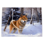 Grand Sac Cadeau Shiba Inu Laissez Neige Noël (Devant)