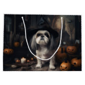 Grand Sac Cadeau Shih Tzu Citrouilles Halloween effrayant (Dos)