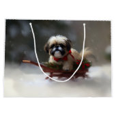 Grand Sac Cadeau Shih Tzu hiver neige de Noël (Dos)