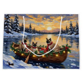 Grand Sac Cadeau Siamese Cat Christmas Boat Holiday (Devant)