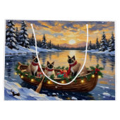 Grand Sac Cadeau Siamese Cat Christmas Boat Holiday (Dos)