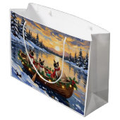 Grand Sac Cadeau Siamese Cat Christmas Boat Holiday (Dos Angle)