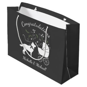 Grand Sac Cadeau Sibérie Husky Chien Baby shower Chien Chiot Gris
