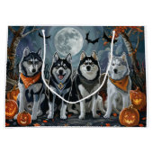 Grand Sac Cadeau Sibérie Husky Halloween Éffrayant (Devant)