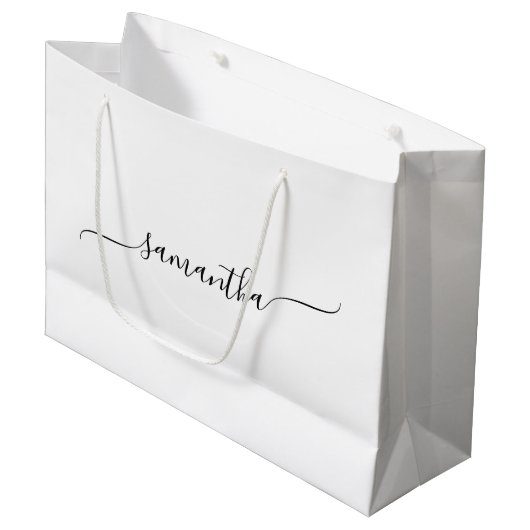 Grand Sac Cadeau Signature de nom en écriture cursive simple (Devant Angle)