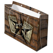 Grand Sac Cadeau SIGNE Recherché Rustique Texas Star Western Double (Devant Angle)