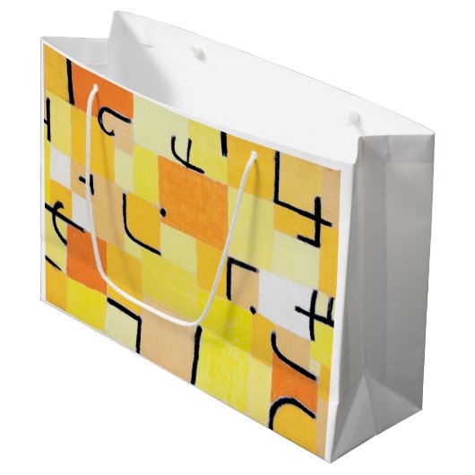 Grand Sac Cadeau Signes en Jaune, Paul Klee (Devant Angle)