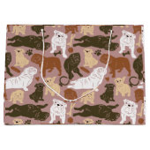 Grand Sac Cadeau Silhouette de Bulldog anglais dans les tons marron (Devant)