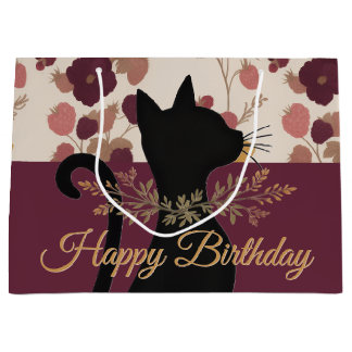 Grand Sac Cadeau Silhouette de chat mignon